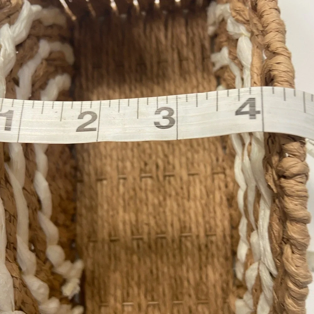 Woven Natural Fiber‎ rainbow white beige Half-Moon Basket